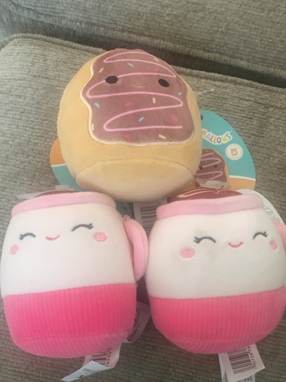 Plush Donut and Pink Marshmallow Toy Set - Cute Kawaii Stuffed Friends